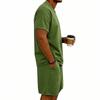 Herren Kurzarm Rundhals T-Shirt und Shorts Set Lässiges Basic Sportliches Zweiteiliges Outfit für den Alltag