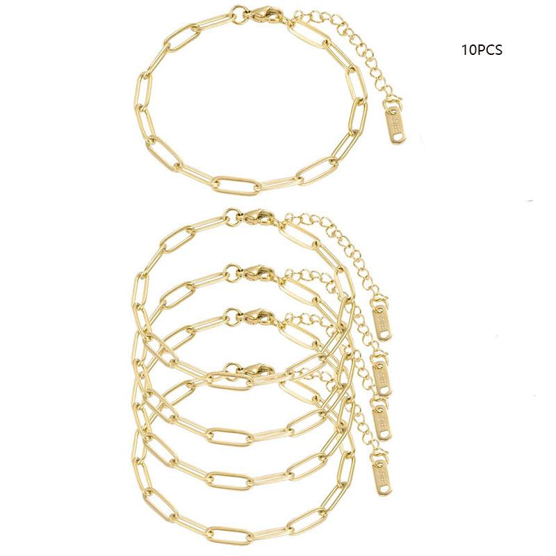 18K Gold Plated European Style Stainless Steel Paperclip Bracelet for DIY Accessories - Colorfast золотой