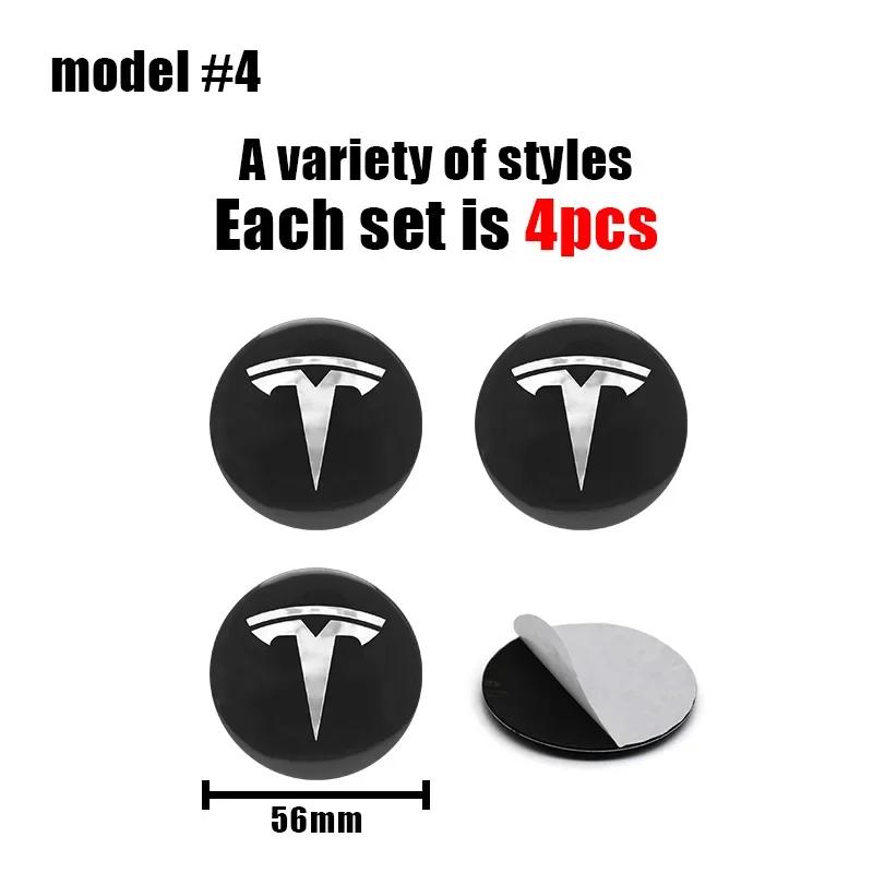 Car Sticker Tesla Car 56mm Emblem Wheel Hub Center Cap Stickers For Tesla Model S Model3 2024 Model Y X Tire Center Cover Badge