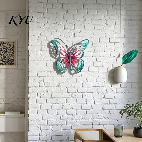 Waterproof Metal Wall Ornaments Butterfly Decorations, Garden Art Sculpture, Unique Housewarming Gifts Weatherproof Hanging Decor for Patio Fence Home