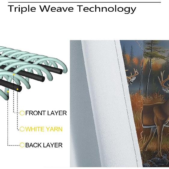 Whitetail Deer Blackout Curtains for Girls Boys Home Decor, Forest Hunting Wildlife Autumn Nature Grommet Thermal Insulated Drapes Darkening Window