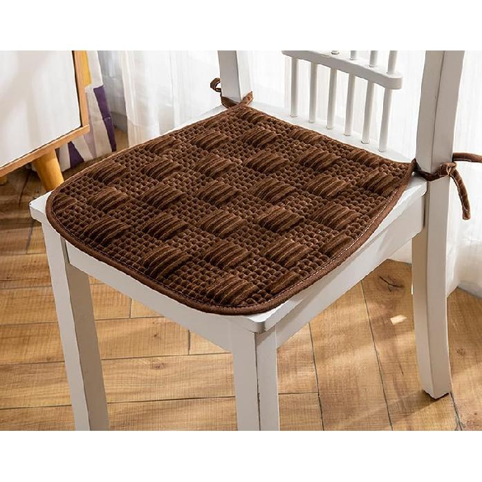 4 Pack Flannel Chair Cushion for Desk Chair Soft Plush Nonslip Seat Cushions Washable Kitchen Dining Chair Pads with Ties Office Car Sitting Chair
