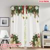 2pcs 2D Flat Printing Christmas Scene Curtains Christmas Holly Bells White Roses_a Digital Printed Polyester Drapes Birthday