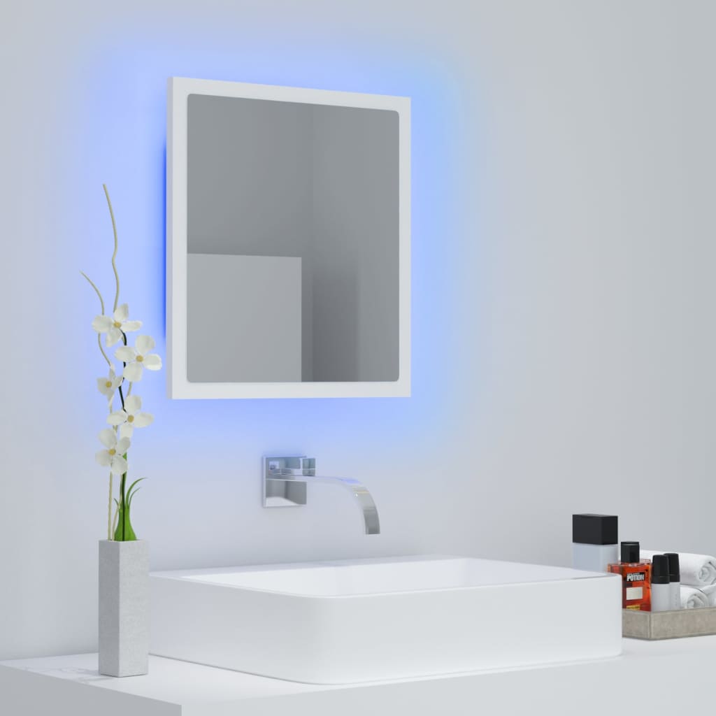 LED Bathroom Mirror White 40 x 8.5 x 37 cm Acrylic
