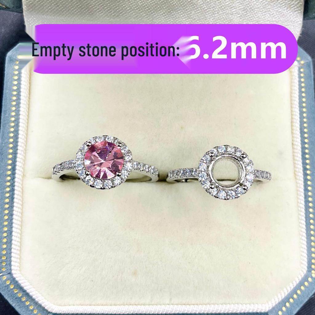 6.2mm Round Inlay CZ Diamond Ring Setting - High-End DIY Jewelry Accessory