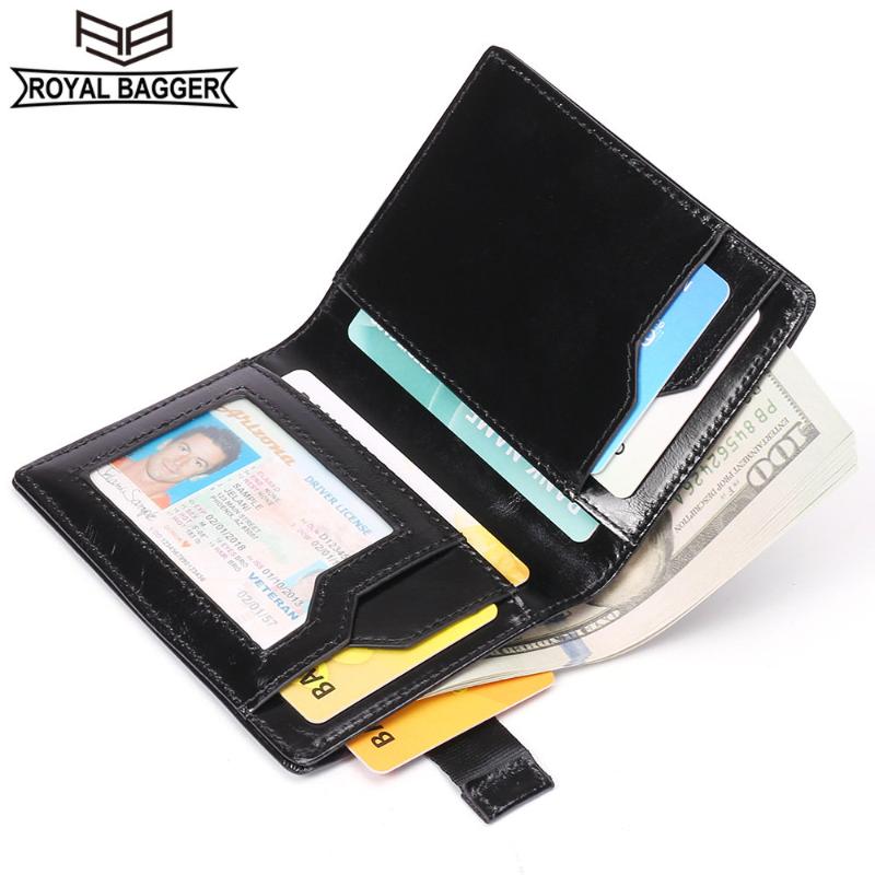 

Короткий кошелек Royal Bagger с RFID-блоком для мужчин, модный мужской держатель для карт из натуральной коровьей кожи, зажим для денег