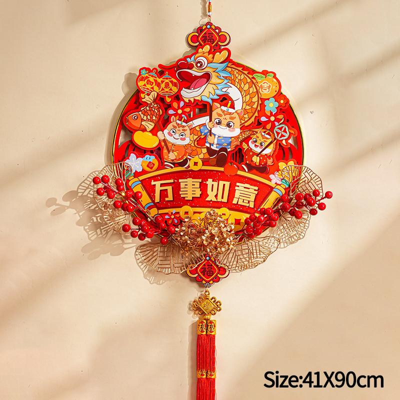 2026 Chinese Lunar New Year Hanging Pendant Decorations Spring Festival Chinese Knot with Tassel 3d Wall Door Ornament