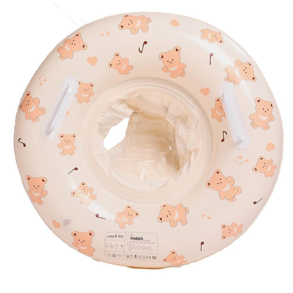 Xiaolu Danish Striped Baby Inflatable Swim Ring with Sunshade and Handles