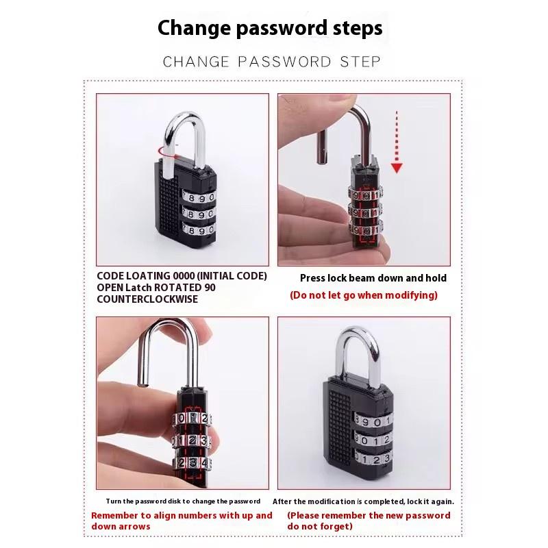 3pcs 4-digit Password Lock, Padlock, Luggage Anti-theft, Wind and Rain Resistant, Outdoor Gym Security, Password Lock, Door Lock