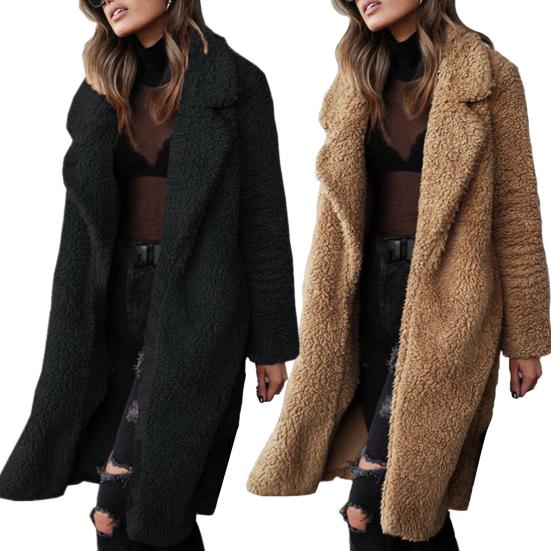 Damen Oversize-Mantel Einfarbig Einreihig Herbst Winter Dicke Knöpfe Übermantel für das Büro