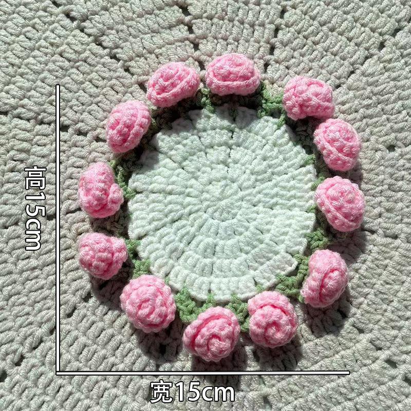 Finished product new cute wind ins small flower coaster placemat thermal insulation mat handmade wool crochet