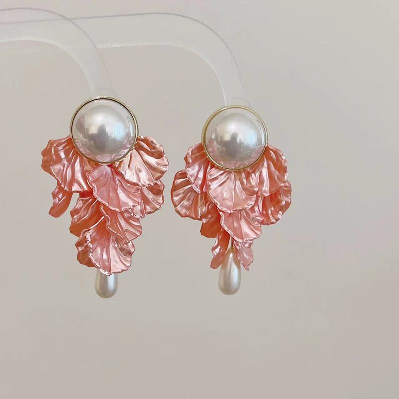 Exquisite Shell Imitation Pearl Drop Earrings Elegant Long Tassel Dangle Earrings For Women Wedding Party Ear Jewelry Gifts