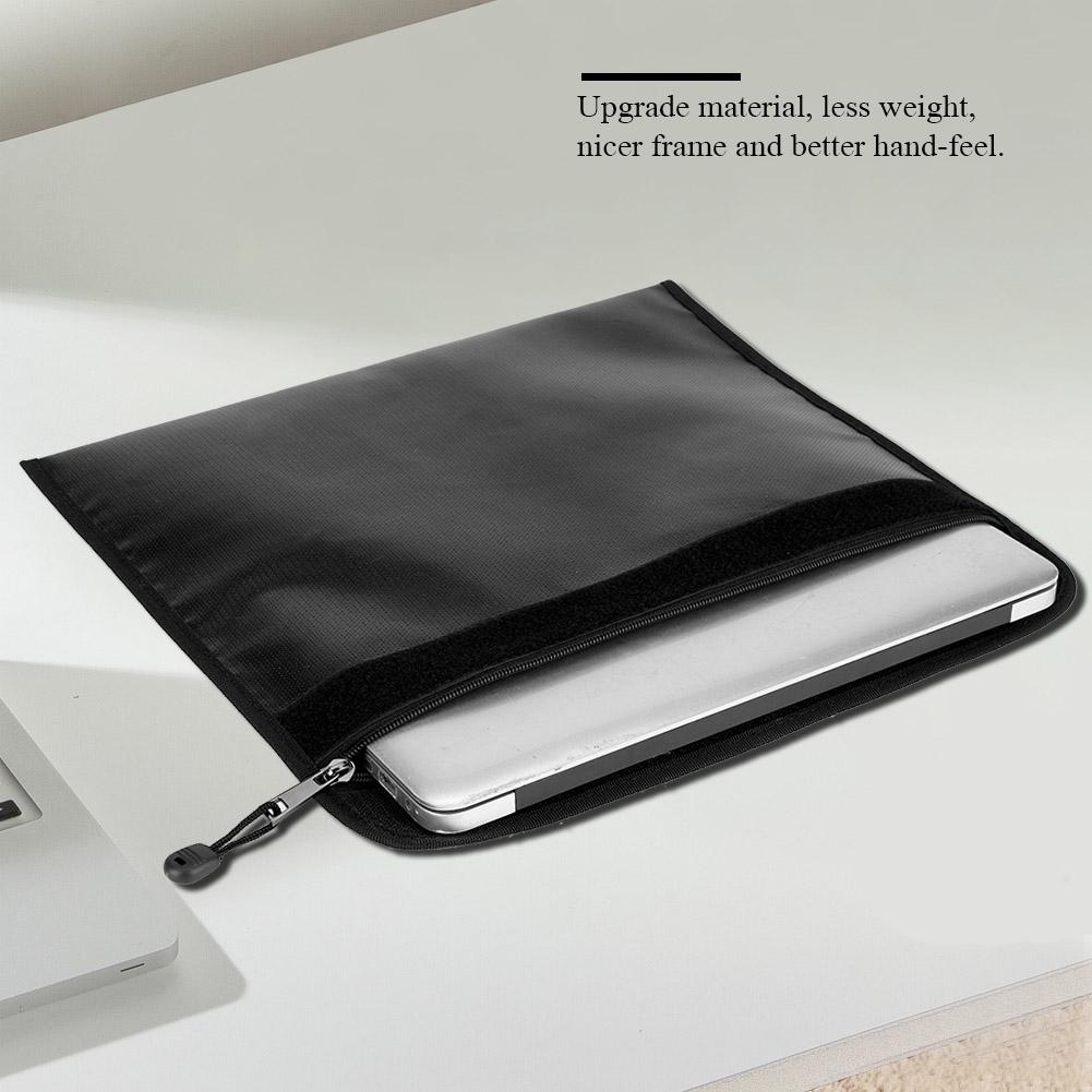 Black Fireproof Document Bag Cross Section Passport Money Certificates Keeping for Home Use