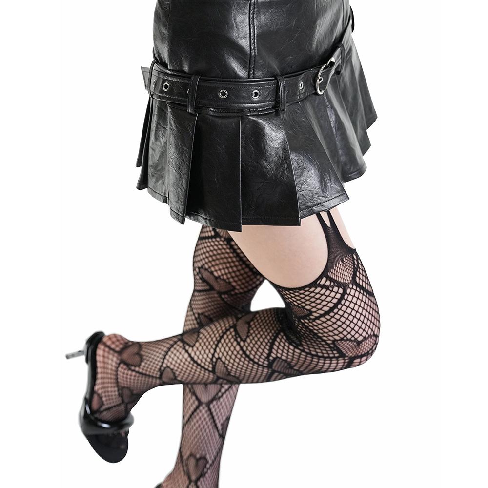 New Love Heart Jacquard Suspender Stockings Women Hollow Out Breathable Stocking Tights Jk Lolita Cute Style Y2K Shibuya