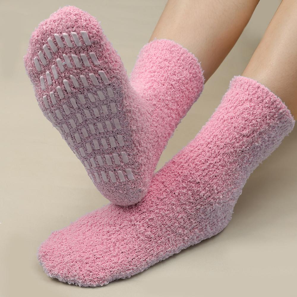 Thickened Coral Velvet Socks Women's Solid Color Indoor Floor Stocking Winter Plush Warm Socks Cold-proof Anti Slip Sock Hosiery