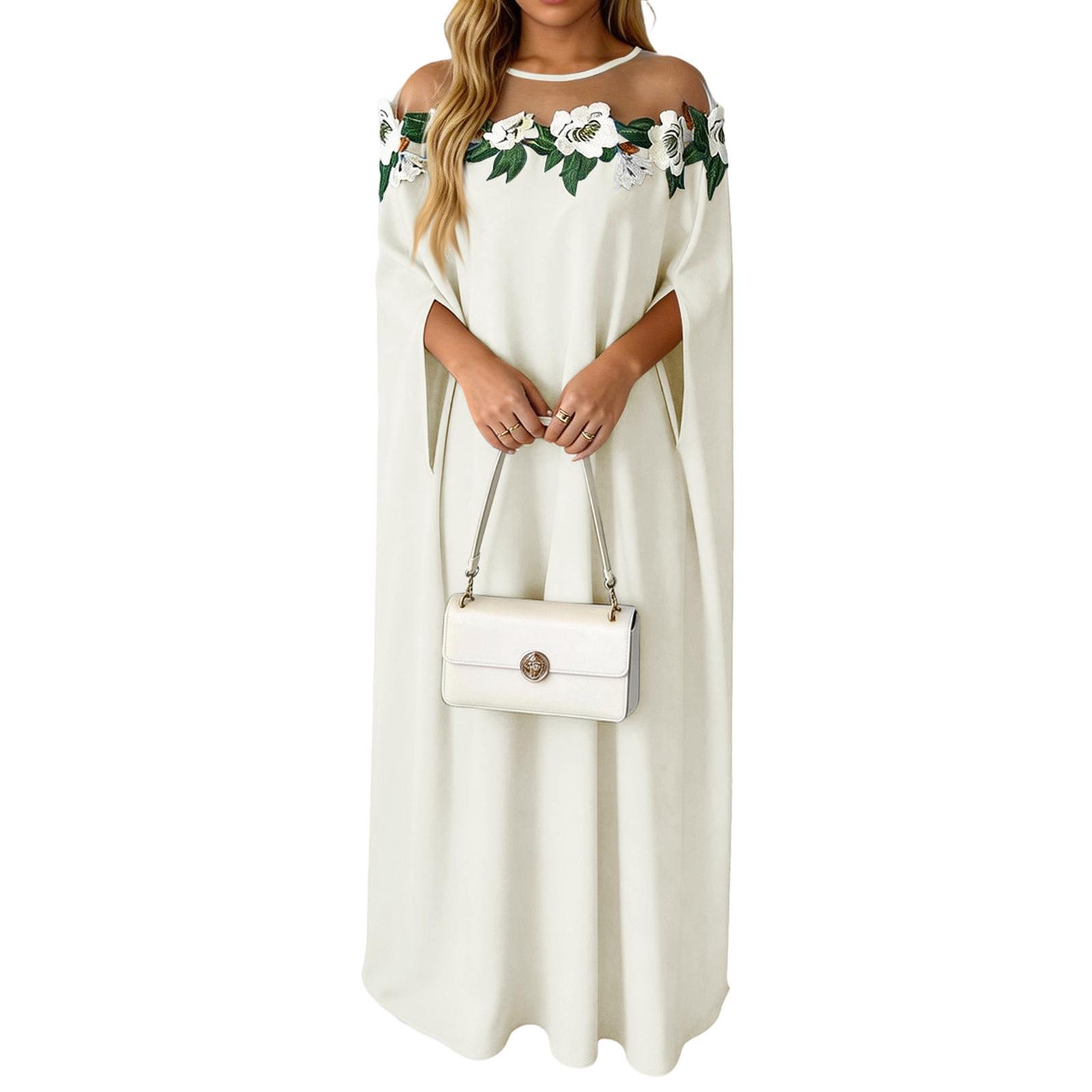 Women s Fashionable And Casual Floral Long Dress L бежевый
