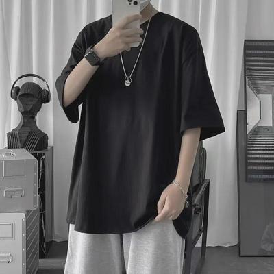 2022 Summer Men's Loose Fit Plus Size Short-Sleeve T-Shirt with Five-Point Sleeves