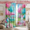 2D flat printing 2pcs Scene Curtain Easter Bunny Garden Picnic Digital Printed Polyester Drapes Party Decorations Use for Door