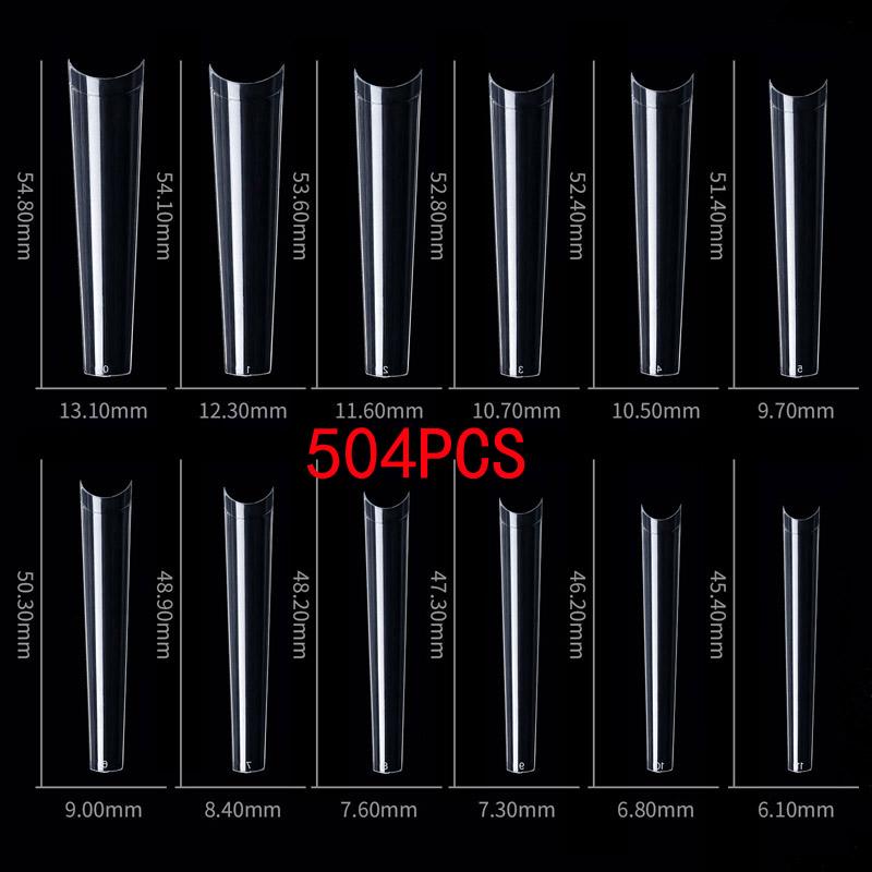 

504 шт. стилетных типсов удлиненной формы прозрачные полупокрытые накладные ногти типсы 12 размера 504PCS