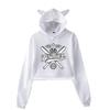 Icrimax Print Hoodie Women Long Sleeve Cropped Sweatshirts Female Casual Streetwear Crop Tops