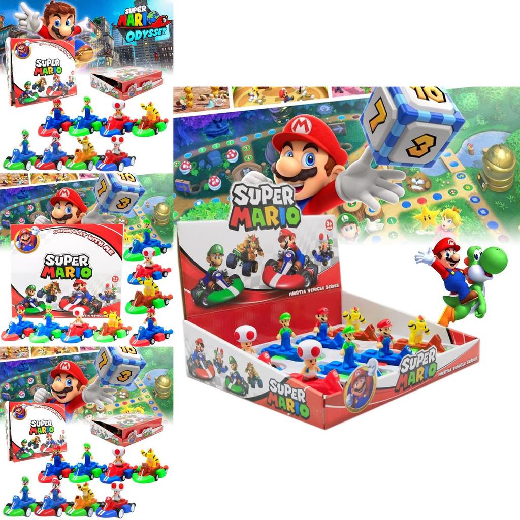 Super Mario Pull-back Kart Toy Model Display Box Interactive Racing Car For Kids