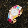 Women's Retro Style Random Oil Dripping Color Rainbow Quartz Bracelet Watch Elegant Ladies Women's Watch Clock
