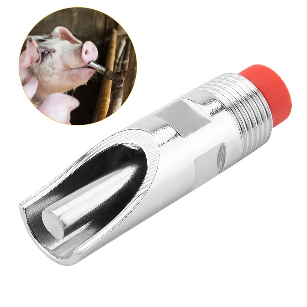 5 Stück Edelstahl Automatischer Schweinenippeltränker Tränke Rote Kappe Entenschnabel