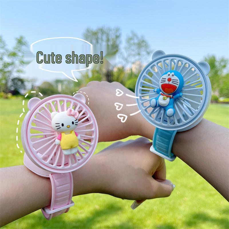 Sanrio Portable Cartoon Watch Fan: Rechargeable Handheld Mini Electric Fan Gift for Girls