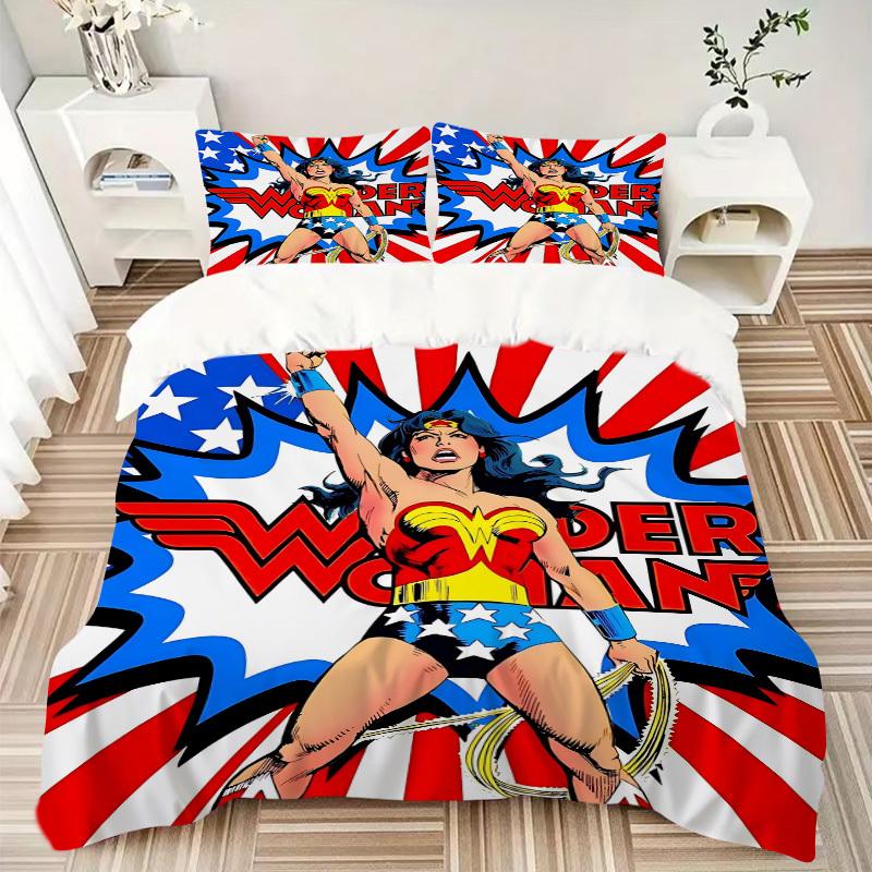 3pcs Wonder Woman Cover Set,Soft Comfortable Duvet Cover,Guest Room (1*Duvet Cover + 2*Pillowcases, Without Core) Yy251024122