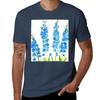 Blue Delphinium Flowers Watercolor Tshirt Daily Casual Short Sleeve Tee Shirt