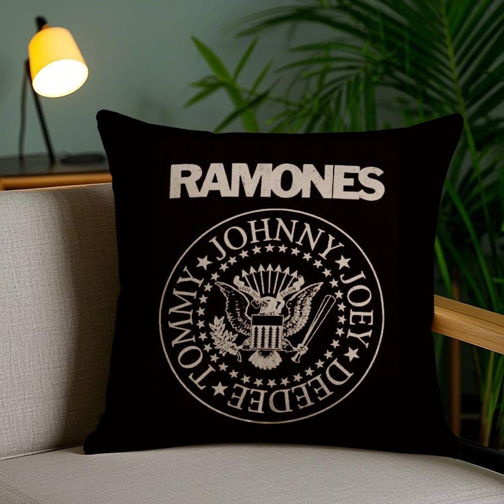 Rock R-Ramones Pillow Case Office Sofa Dorm Chair Back Short Plush Double-Sided Printing Home Cushion Cover