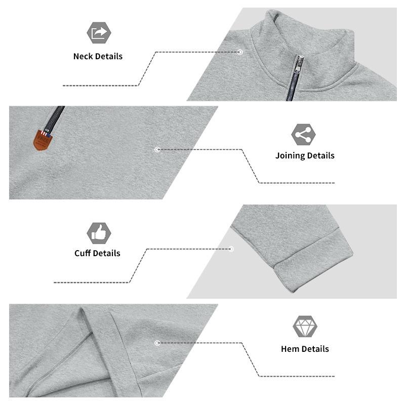 Men's Autumn/Winter Heavyweight Fleece Sweatshirt with Embroidered Logo Design, Half-Zip Stand Collar