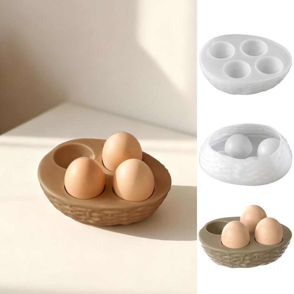 Four-Compartment Woven Egg Tray Mold Heat Resistant Handmade Easter Silicone Mold Lightweight Non-Stick Resin Casting Molds