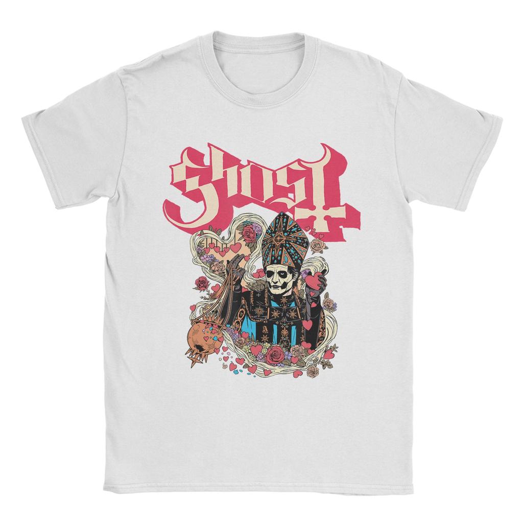 Ghost Band Valentines Day Flower Heart Skull T Shirt Summer Cotton TShirts For Man Hipster Tee Shirt ShortSleeve Vintage Tees