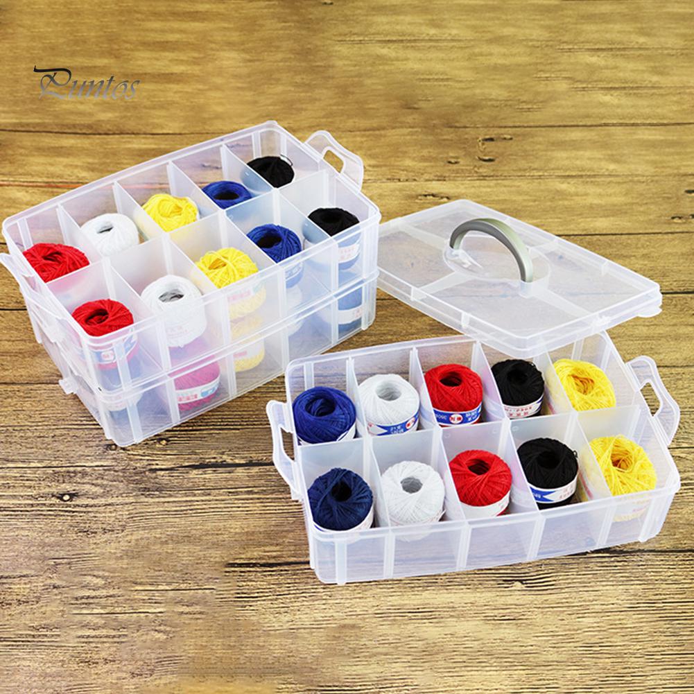 Puntos 3-vrstvý průhledný šperkový korálek Pilulky Řemeslný úložný organizér Přihrádka Pouzdro