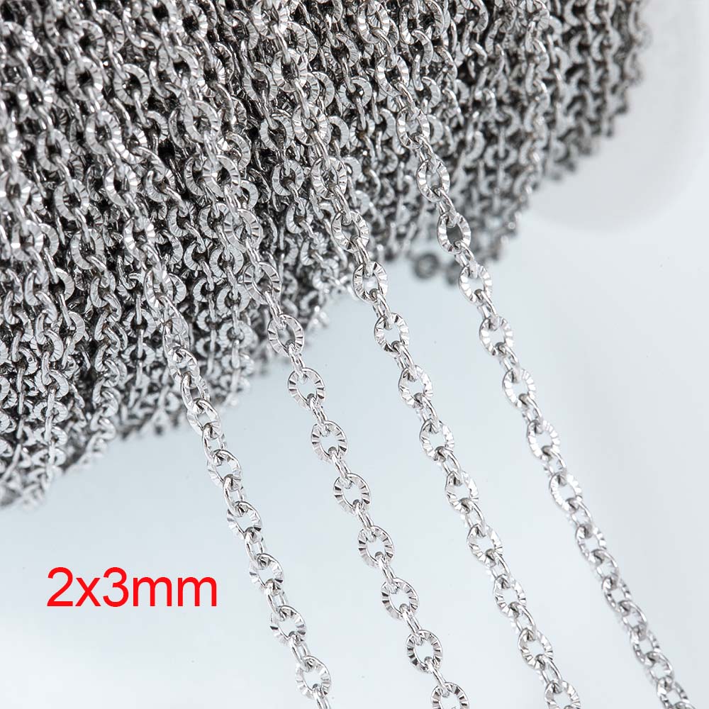 2Meters No Fade Stainless Steel Gold Color Textured Cable O Shape Chain for Jewelry Making DIY Necklace Bracelet Supplies