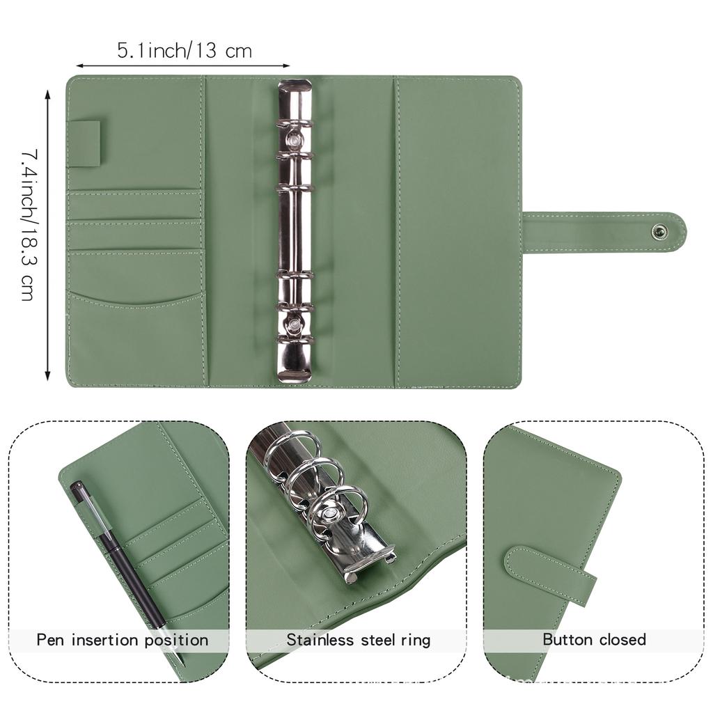 A5 A6 Budget Binder 6 Ring PU Leather Budget Binder Planner Notebook with Cash Envelopes