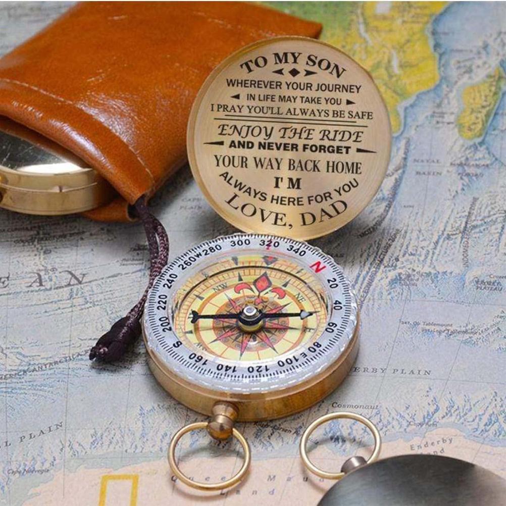 Luminous Compass Dad To Son Enjoy The Ride Gift for Camping Outdoor Activities Navigation Tool