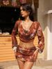 2026 Damen Tie-Dye Bikini-Set mit Netz-Überwurf & Rock | Vier-teilige Bademode