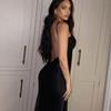 Kobiety Satin Sexy Backless Cut Out Slip Party Night Club Stroje urodzinowe Maxi Dress
