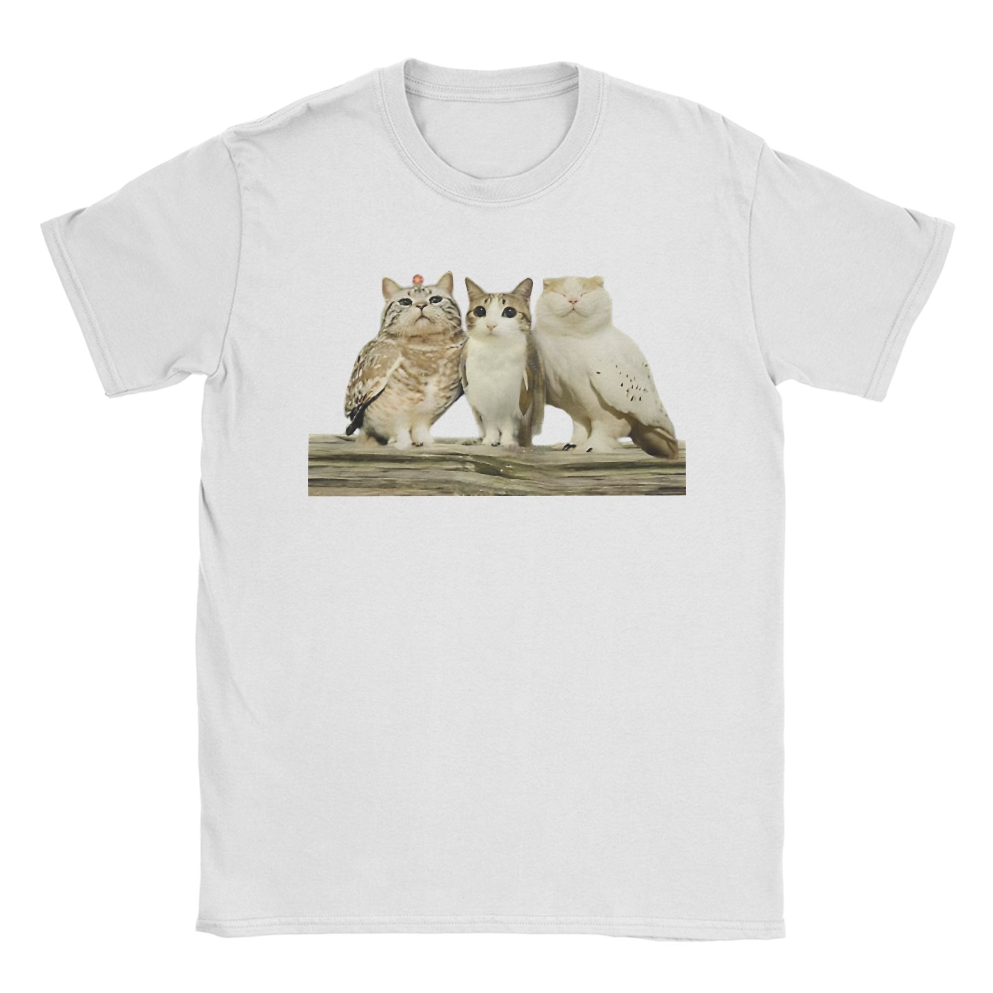 

Men Women Graphic Printing Meowl Cat Owl Funny T Shirt Tee Pure Cotton T-shirts Clothes 5XL різнокольоровий