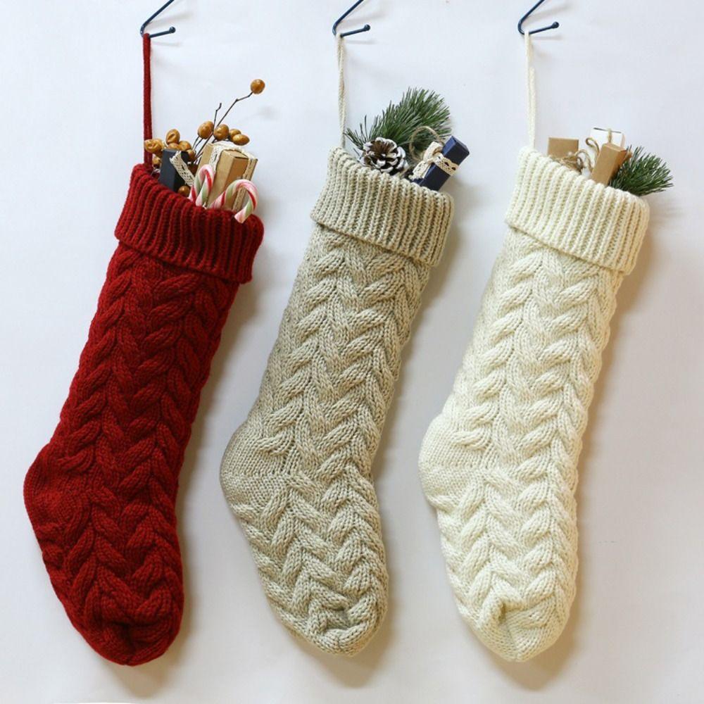 Knitting Christmas Stockings Home Decor Children's Gift Bag Xmas Gift Bag Christmas Party 18