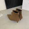 Fashion Modern Ladies Ankle Boots With Heel Shoes Pointed Toe Fashion Flock Elegant Women Short Boots Female Zippers Shoes Pumps