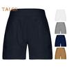 Women's Cotton Linen Shorts Elastic Waist Baggy Short Pants with Pockets Casual Knee-Length Summer Shorts