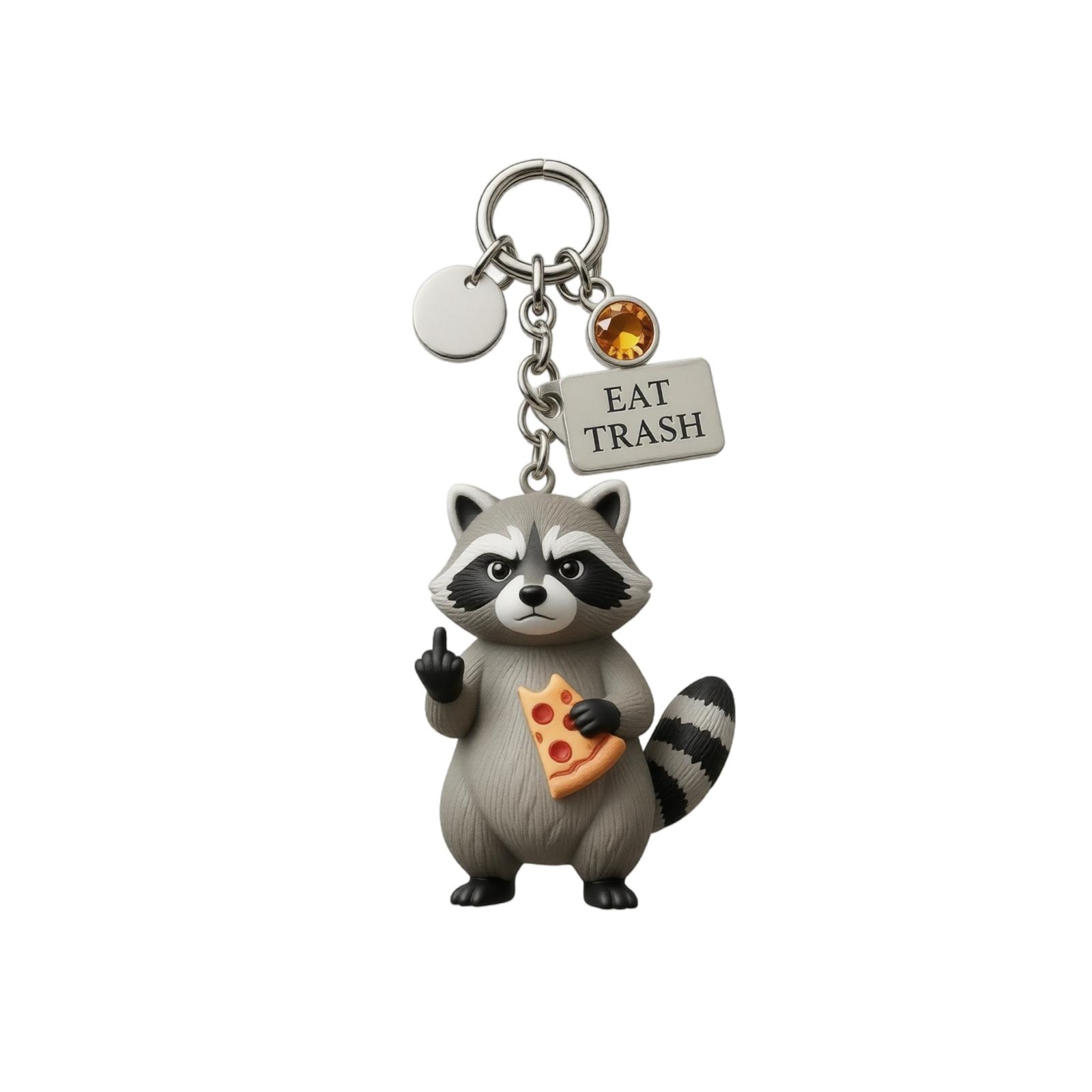 Novelty Trash Panda Keychain with Poem Set Unique Survival Gift for Adult Fans of Raccoon Figurines and Collectibles One Size