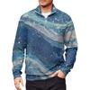 Men's Loose Casual 1/4 Zip Sweatshirt Fashion Printed Long Sleeve Top With Pockets