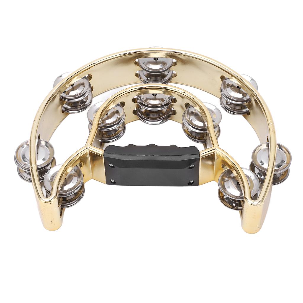 Doppelreihiges Handtamburin Metall-Tamburin mit plattierten Schellen Perkussions-Musikinstrument Gelb