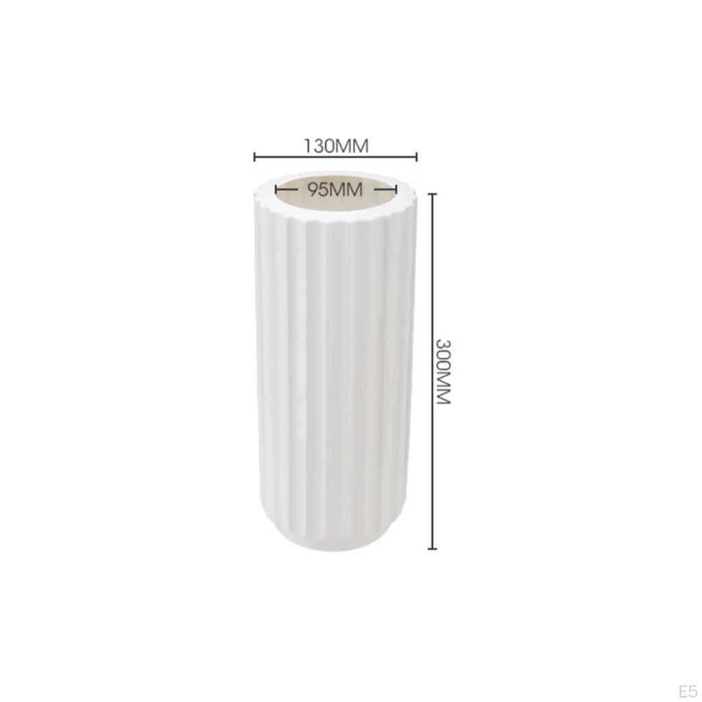 Vase with Ceramic Look Shatterproof Ribbed Lightweight for Simplicity Lovers, Florists, Living