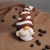 Drinking Coffee Gnome Figurine Holding Coffee Mug Dwarf Statue Handmade Gnome Resin Sculpture Coffee