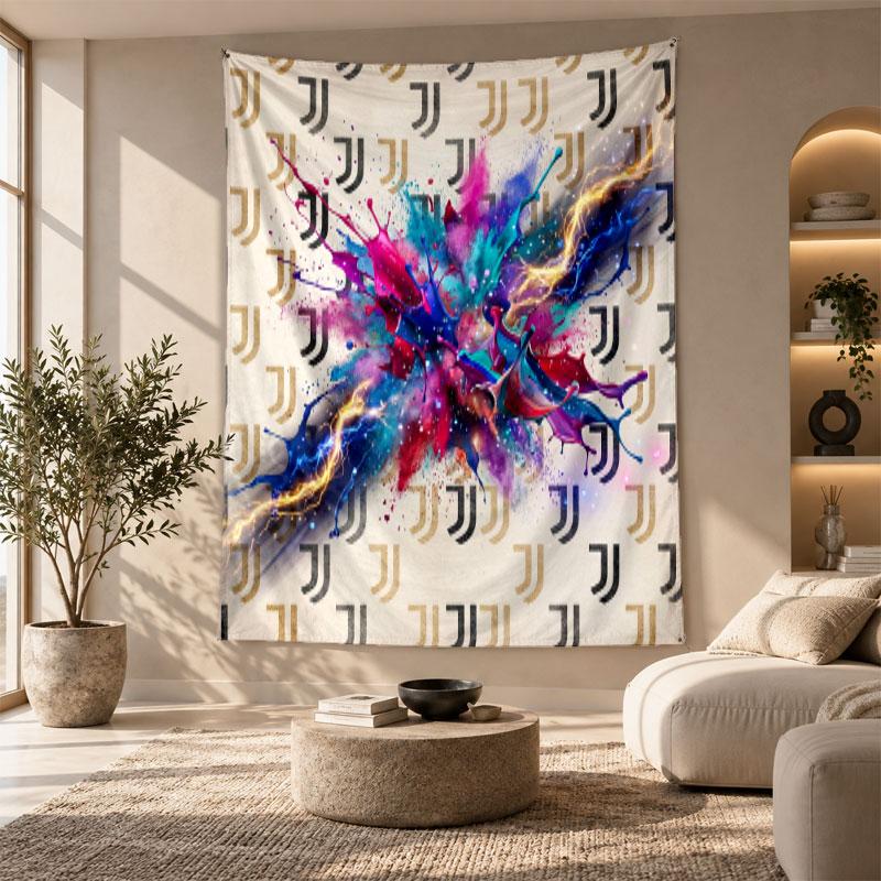 Decorative Tapestry,Juventus FC Printed Wall Art, Lightweight Wall Hanging For Bedroom Background